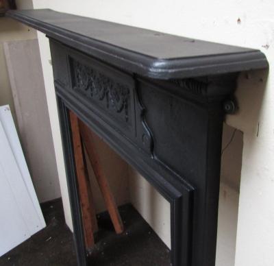 Antique Edwardian cast iron stove fire surround - Side